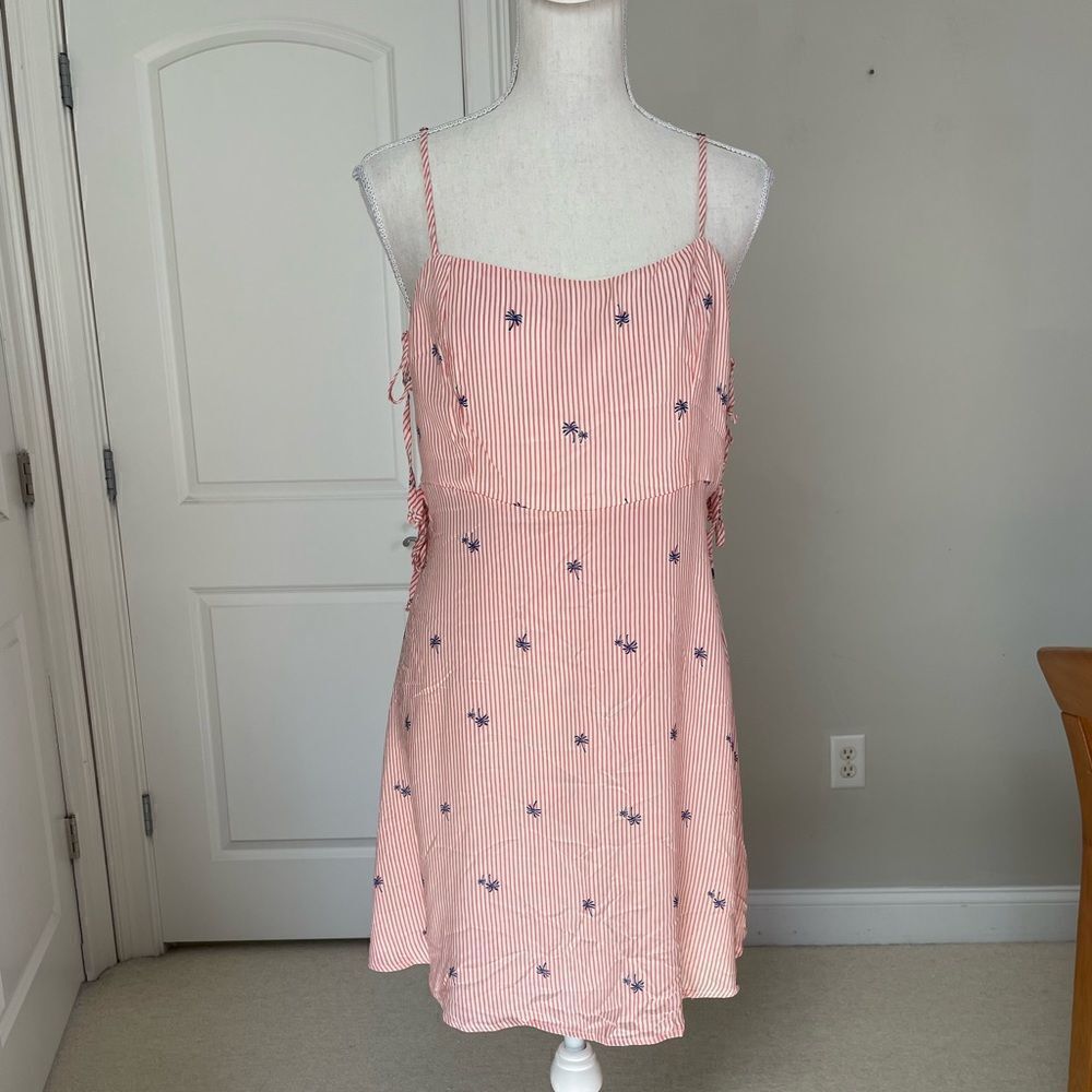 NWT Free People Garden Grove Pink and White Striped Palm Tree Print Slip Dress - Picture 3 of 12